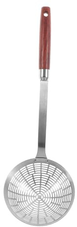 BESTOYARD Cucharón Colador Acero Inoxidable Grueso con Mango para Freír y Filtrar Aceite Diseño de Rejilla para Cocina Herramienta Duradera para Escurrir y Servir Alimentos