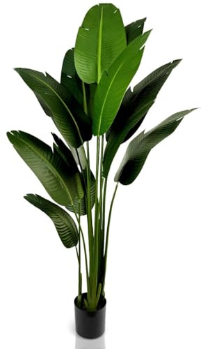 IvoQ Strelitzia - Pianta artificiale 210 cm, grande albero artificiale per interni ed esterni, design realistico, senza manutenzione, durevole e stabile, pianta tropicale da interno in vaso