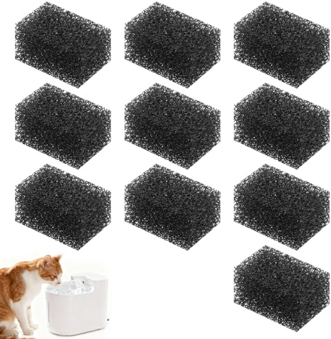 IANFAN 10 stycken svampfilter för kattfontän, kattfontän, filter, katt, dricksfontän, svampfilter, vattenpumpfilter, svampfilter för katter, dricksfontän