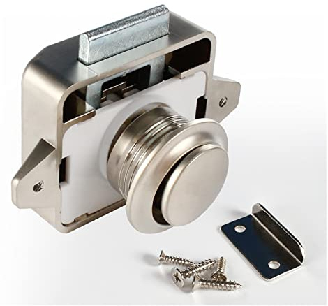 10 pezzi/pulsante senza chiave Dimensione buco della serratura 26mm Serratura for porta Adatto for camper, roulotte, accessori hardware for veicoli ricreativi per Roulotte e Barche(Pearl nickel)