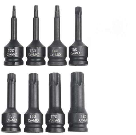 URPIZY Juego de llaves de estrella Torx de 1/2 pulgadas para T20, T30, T40, T50, T55, T60, T70, T80