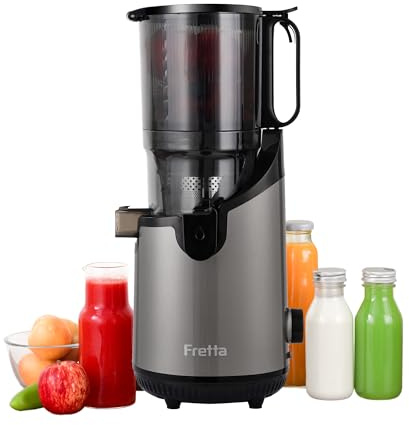 Cold Press Juicer Machines, Slow Masticating Juicer with 5.3 Extra Large Feed Chute Fit Whole Fruits & Vegetables, Self Feeding Effortless for Batch Juicing, BPA Free 250W (Grey, 1.8L)
