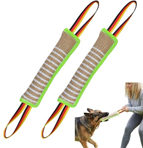 2Pz Manicotto per Cani 30cm Giocattolo per Cani Salsiccia Salsicciotto Cane Addestramento per Il Gioco Cuscino da Morso Interattivi per Can i con 2 Maniglia per l'Addestramento o il Gioco (Verde)