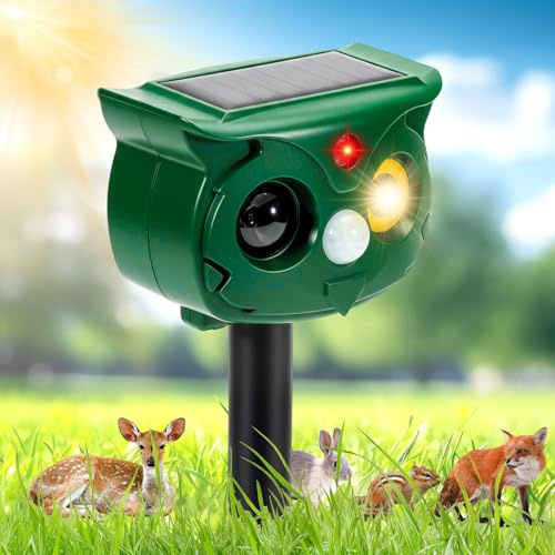 tlidfgeo Ahuyentador de gatos por ultrasonido, solar, repelente de gatos, impermeable, para jardín con sensor PIR, ahuyentador de martas, jardín y palomas, ultrasonido para el cuidado del jardín