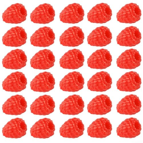 30 frambuesas falsas para decoración del hogar y cocina con detalles realistas en centros de mesa y eventos (A)