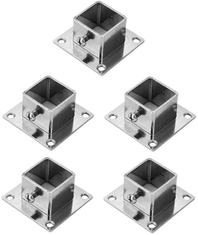 Nsaroche 5 Pezzi Flangia Quadrata Base Staffa Supporto Acciaio Inossidabile Compatibile con Montaggio Facile per Recinzione Corrimano Ringhiera Panchina Casset, Diametro interno 30 mm