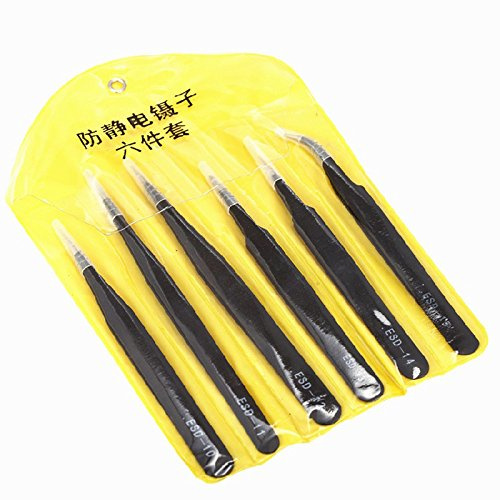 6pcs/set pinzas antiestático anatómico quirúrgico anti-magnetic herramienta Set SMD ESD