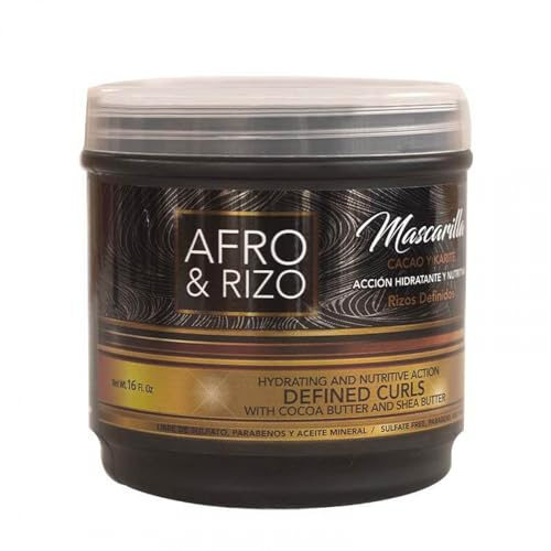 Afro & Rizo Mascarilla Capilar 453g - Tratamiento capilar hidratante de acondicionamiento profundo, sin sulfatos, parabenos, ni aceites minerales, para cabellos afro, rizados, ondulados y dañados