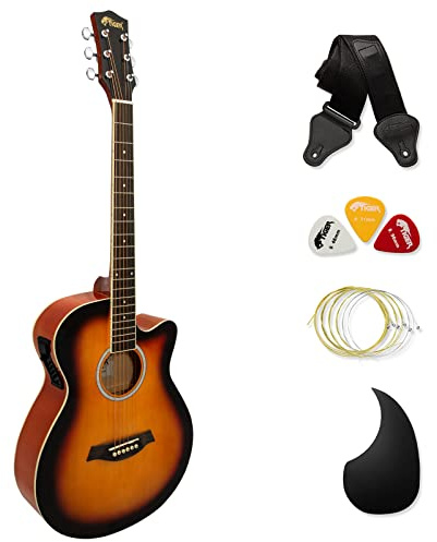 Tiger Sunburst Elektro-Akustikgitarre für Anfänger
