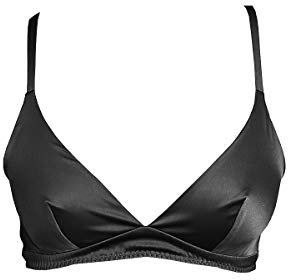 SilRiver Damen Bügelloser Seiden-BH Triangel Atmungsaktive Körbchen Festival T-Shirt BH (Large, Schwarz)