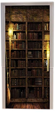 A.Monamour Türtapeten Selbstklebend 3D Magisches Retro Bücherregal Bücherregal Voller Bücher Märchenszene Abstrakten Hintergrund Türtapete Türposter Tapete 77x200cm