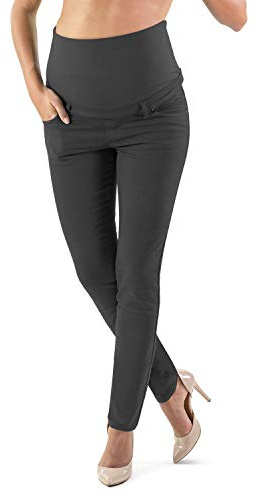 Milano - Jean Grossesse et Femme Enceinte, Coupe Slim Bandeau Haut Stretch et Confortable - Idèal Tout au Long de Votre Maternité (XS - 36, Anthracite)