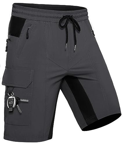Wespornow Kurze Hose Herren Shorts Sommer mit 5 Taschen Stretch Leichte Cargo Sporthose Arbeitshosen Männer Kurz Wanderhose Bermuda Jogginghose Chino MTB Cargohose Gym Leinen(Grau, XL)