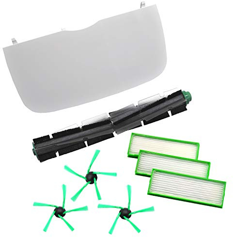 Set Rundbürste Deckel 3 Seitenbürsten 3 Filter kompatibel Vorwerk VR200 | geeignet Kobold VR200 VR 200 VR300 VR 300 Ersatzdeckel Feinfilter Saugroboter Zubehör