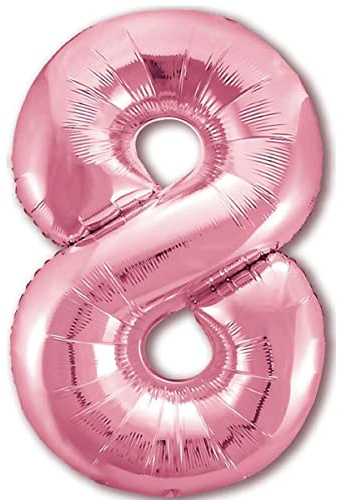 Luftballon 8. Geburtstag Zahl 8 Rosa XXL Riesen Folienballon 100cm Geburtstagsdeko Mädchen Ballon Zahl Deko zum Geburtstag. Fliegt mit Helium.