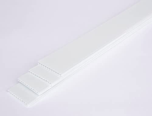 2 x 95 4mm Pollycor White Corrugated Plastic Countertop Template Strips (Box of 154 Strips). 2X Corona Treated. Lightweight and Rigid. Easy to Glue or Tape. Writable Surface. Made in USA