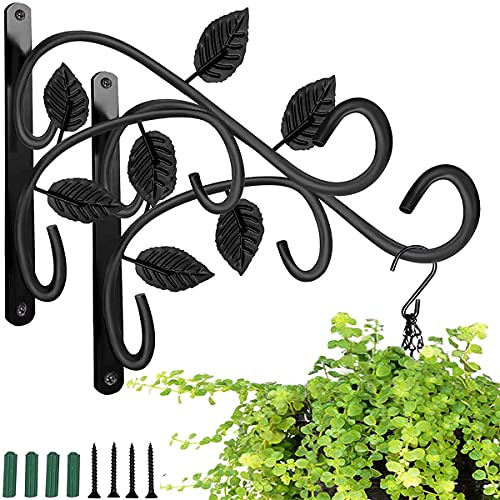 TAIANJI 2 Haken für Blumenampel Korbhalterung Wandhaken Aufhänger aus Eisen Blumenhalter Wand Metall Antik Pflanzenhaken Blumenampelhalter Pflanzen Haken für Blumentöpfe Pflanzen Laternen