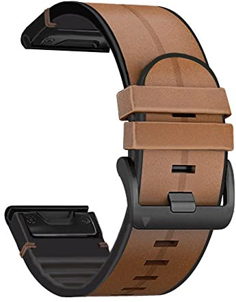 AISPORTS Correa de Reloj de Ajuste Rápido 22mm Compatible con Garmin Fenix 5 Correa Cuero de Silicona Híbrida Suave Pulsera Correa de Repuesto para Garmin Fenix 7/6/6 Pro/5/5 Plus/Epix Gen2/Instinct 2