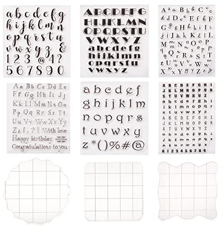 Cheriswelry 6 Stück Silikon-Alphabet-Stempel, klare Buchstaben, Zahlen, Siegelstempel mit 3 Stück Stempelblöcken, Werkzeuge für Scrapbooking, Fotoalbum, Kartenherstellung