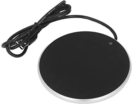 Tassenwärmer USB für den Schreibtisch, mit intelligentem Heizuntersetzer, konstante Temperatur von 55 °C, für Heißgetränke zu Hause und im Büro, Ø 10,3 cm (Silber)