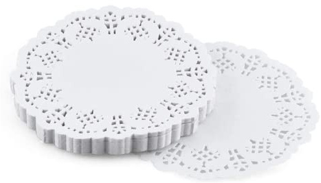 Lot de 100 Napperon en Papier Rond, Papier Rond en Dentelle Blanche 5,5 pouces pour mariage, anniversaire, gâteaux, desserts, vaisselle, décoration alimentaire Disposable Lace Doilies Paper