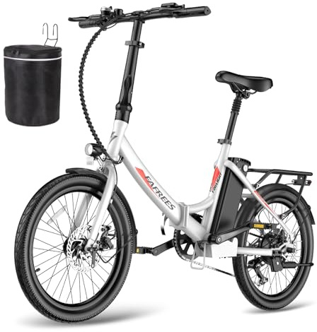 Fafrees E-Bike Klapprad 20 Zoll, Elektrofahrrad Ebike Herren 36V 16.75Ah Akku, E-Fahrrad Damen 250W, Pedelec 25km/h, Reichweite bis zu 130 km, F20 Light (Fahrradkorb, Weiß)