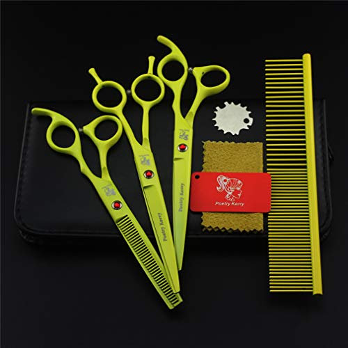 Fellscheren-Set für Haustiere, 3-teilig, Edelstahlklinge, für Hunde und Katzen, Friseurscheren-Set, gerade Schere, Effilierschere, Gebogene Schere