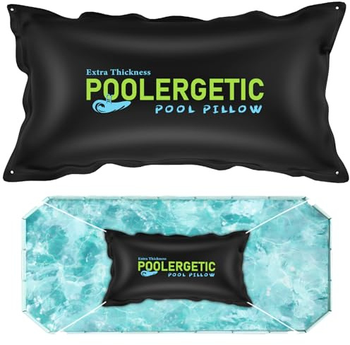 Poolergetic Poolkissen für Aufstellpools, großes Winter-Poolkissen zum Überwintern, 0,6 mm dick, strapazierfähig, Schwimmbadabdeckung, Luftkissen mit Kordeln, 1,2 x 2,4 m, 1er-Pack, Schwarz