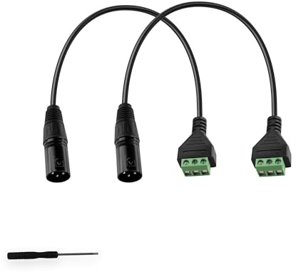 GINTOOYUN XLR Cable 3 Pin XLR Male to 3 Pin Terminal Converter Adapter Cable for Speakers,Microphone,Sound Equipments,Live Performance & Recording(33cm)