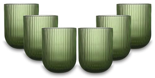ARCA, Set di 6 Tumbler in Pasta di Vetro, per 6 Persone, Bicchieri Ideali per la Tavola, Resistenti e Duraturi, Lavabili in Lavastoviglie, Collezione Eternity, Colore Verde, 250 ml