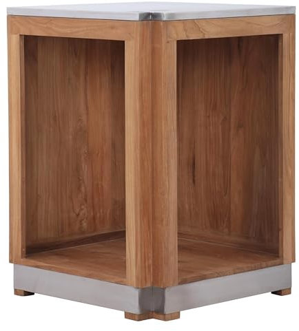 Teako Design Eckschrank Teak + Edelstahl Rivera Massivholz Wetterfest, Robustes Möbelstück, Innen- und Außenbereich, Outdoorküche, Wohnzimmer- und Gartenmöbel