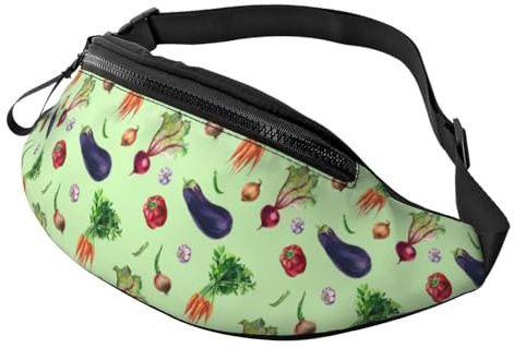 Sac banane à bandoulière pour homme et femme – Aubergine, piment, oignon, ail, sac banane de voyage pour homme et femme