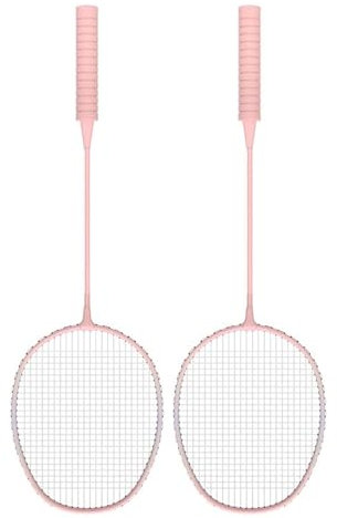 Fydun Badmintonschläger-Set für Spiele Im Freien, Hinterhof, Inklusive 2 Schlägern, 3 Nylon-Federbällen und 1 Tragetasche für Anfänger und Erwachsene, Pink Applied Family (PINK)