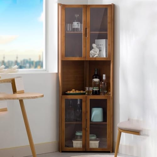 GLMGBP Glasvitrinen, Vitrinen für Sammlerstücke, schmaler Eckschrank im Bauernhausstil, Eckvitrine, für Schlafzimmer, Wohnzimmer, Speisekammer