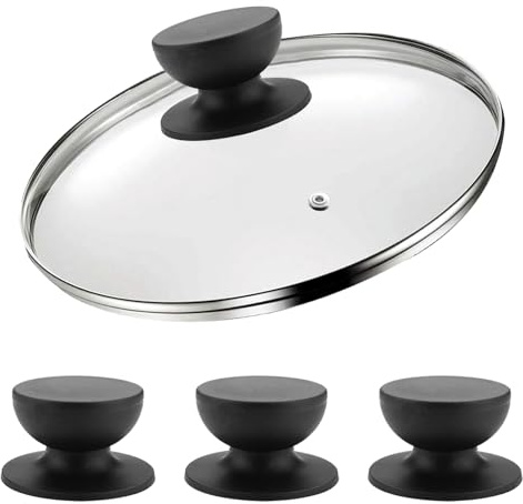 Ksvaye 4er-Set Topfdeckelgriffe Universal Ø6cm – Hitzebeständig bis 230°C, BPA-frei & Rostfrei | Ersatzgriffe für Kochgeschirr (Pfannen, Langsamkocher, Glasdeckel)