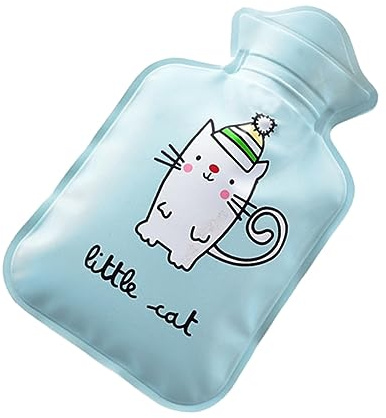 KOMBIUDA Wärmflasche Wiederverwendbar Aus Pvc-material Mit Integriertem Schwamm Explosionssicher Auslaufsicher Mit Cartoon-katzenmotiv Mini Mitnehmen
