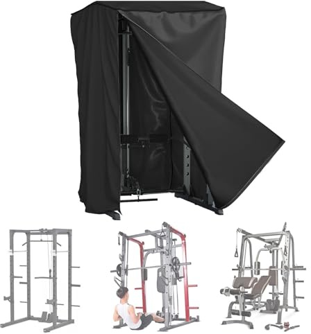 AKEfit Krafttrainingsabdeckung mit wasserdichtem Reißverschluss – Allwetter-Schutzhülle für Kniebeugenständer, Fitness-Rack-Abdeckung, passend für den Innen- und Außenbereich, Schwarz