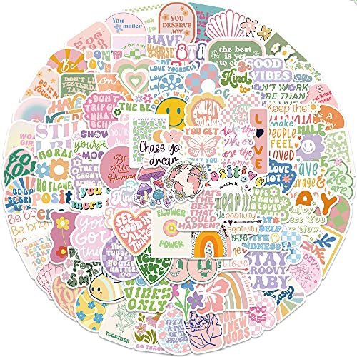 Pink Motivational Stickers 100Pcs, Aesthetic Vinyl Sticker for Scrapbooking Journal Teens Students Adults Teachers Inspirational Stickers for Adults Women Teen Girls