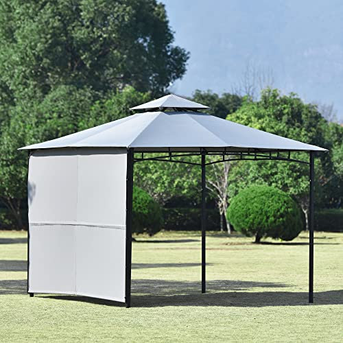 Hardtop-Pavillon aus Aluminium mit Sichtschutzvorhängen und Netzen für Garten, Terrasse, Rasen, Partys, doppelte Oberseite, Überdachung für den Außenbereich (3 x 3 Seitenvorhang-Stil)
