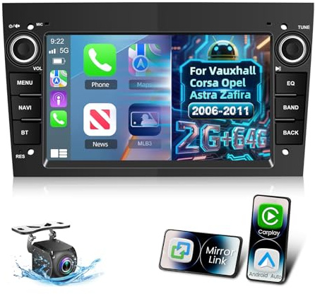[2+64GB] Android Car Radio For Vauxhall Corsa Opel Astra Zafira 2006-2011 | 9 inch Touchscreen Car Stereo with Wirelss Carplay & Android Auto, WiFi, GPS, FM RDS Radio, Reverse Camera, Hi-Fi Audio