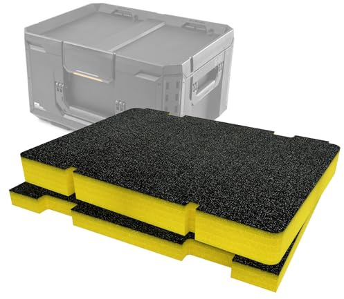 Shadow Foam Insert Pack Compatible with Toughbuilt® StackTech Large Tool Box | Cut and Peel Foam for Toolbox Organisation, Kaizen, 5S (Yellow, 50mm)