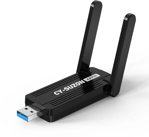 CY-SUZON WiFi Adapter for Desktop PC, AX900 USB WiFi 6 Adapter with 5GHz/2.4GHz Dual Band, OFDMA, MU-MIMO, WPA3,Bulit-in Driver for Windows 10/11