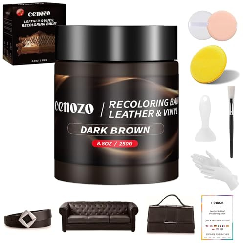Kit de Reparación para Cuero Marrón Oscuro,Tinte para Cuero Liquido Reparador,Masilla de Reparación de Cueros,Pintura para Reparador Cuero Coche,Para Reparador Mancha,Arañazos,Grietas