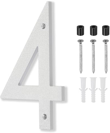 PATIKIL 10 Inch House Number, House Address Numbers Sign Large Floating Modern with Screws for Outside Door Wall Street, Silver, 4