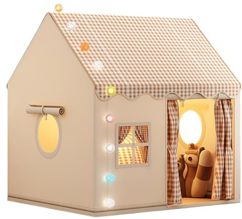 Tienda de Juegos para niños dúplex,120×105×128cm Base Secreta del Juego Cama,TiendaCampaña para Interiores con Colchón Y Luces,para bebé casa Juego Interior Gran Espacio para niños cómodo