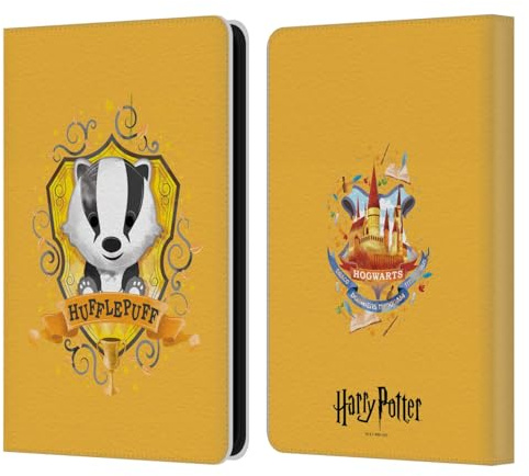 Head Case Designs Offizielle Harry Potter Hufflepuff Deathly Hallows II Leder-Wallet-Hülle Kompatibel mit Amazon Kindle 11th Gen (2024)