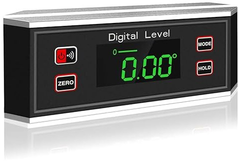 Uadme Inclinometro Digital 4x90° con Base Magnética, Nivel Digital IP65 Impermeable, Transportador de Ángulo con 4 Unidades °% mm/m IN/FT, para Carpintería, Construcción