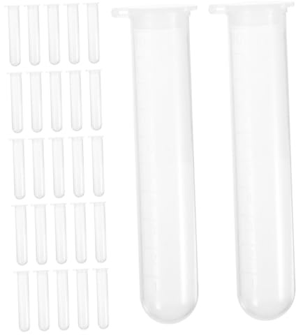 ORFOFE 50 Pezzi Provetta da Laboratorio con Tappo Piccoli Contenitori Trasparenti per Liquidi e Solidi Vasi Resistenti e Portatili per Esperimenti e Conservazione