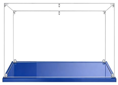 MADEHAY Vetrina Acrilica Trasparente Antipolvere, Una Grande Display Box Per Lego Modello serie 21320 41450 41714 70631 80106. Base blu (1, 45x25x30cm)