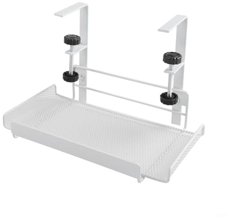 Plateau de gestion des câbles sous le bureau, 4,5 à 8,5 cm, hauteur réglable, organiseur de cordons en acier au carbone pour rangement de câbles de bureau, noir/blanc, taille S